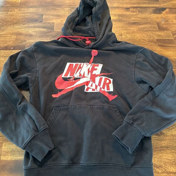 Nike Air Jordan Jumpman Fleece Black Red Hoodie Jacket Pullover Men's Size Small - Picture 1 of 7